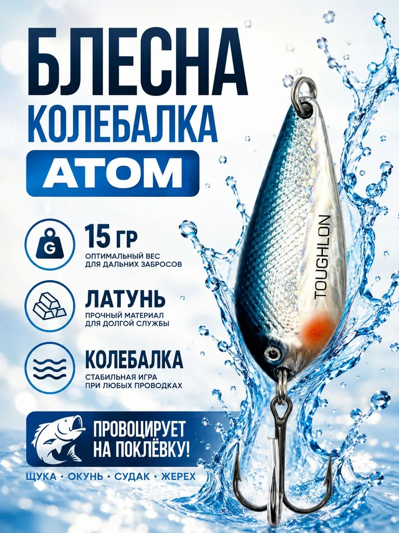Блесна колебалка атом на щуку, жереха и судака