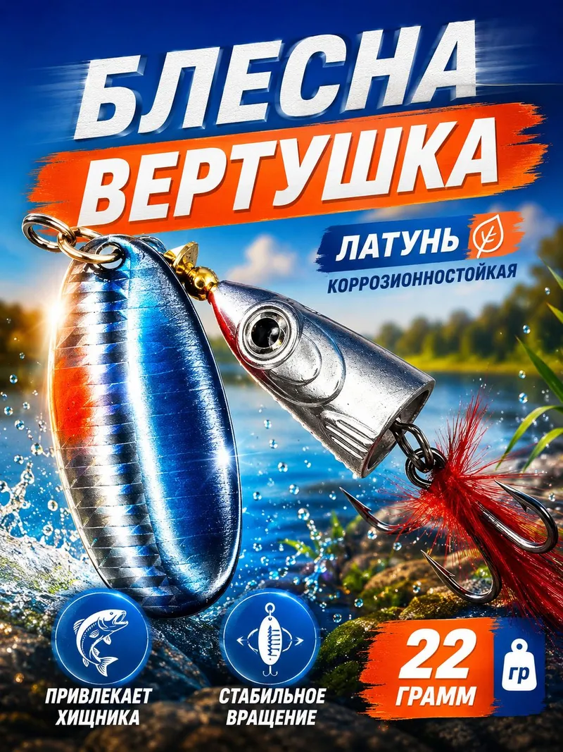 Рыболовная блесна вертушка 22 гр. на щуку окуня