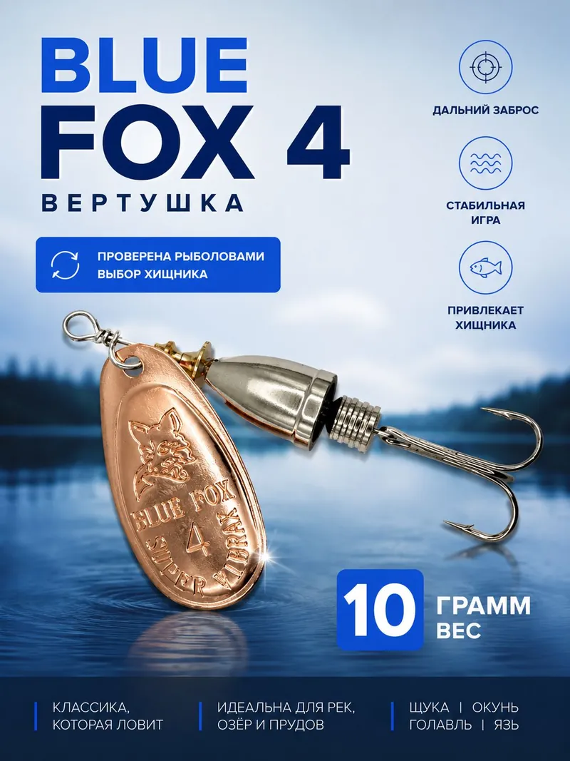 Блесна BLUE FOX № 4 на щуку, судака, сома