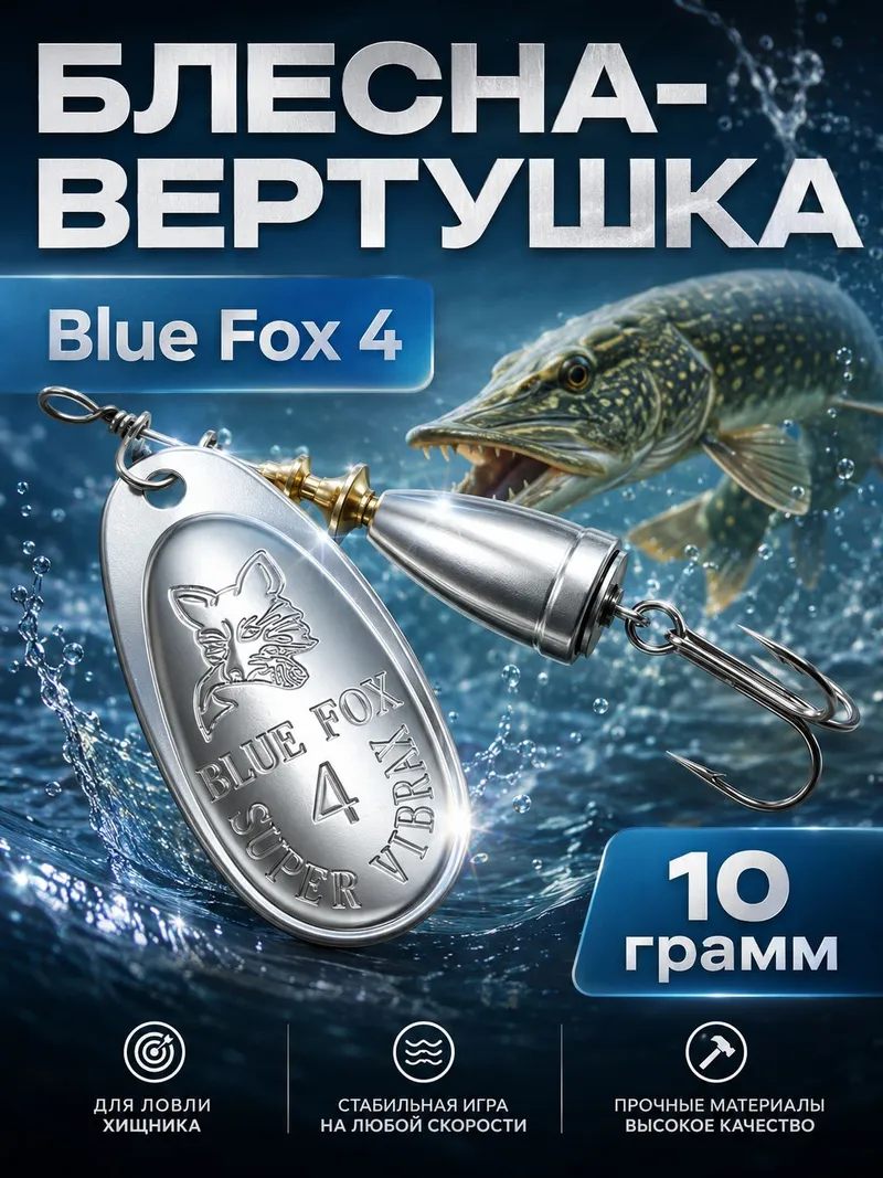 Блесна BLUE FOX № 4 на щуку, судака, сома