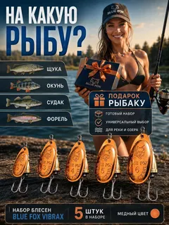 Набор блесен вертушек Blue Fox №2, 3, 4, 5, 6 на щуку, окуня, судака