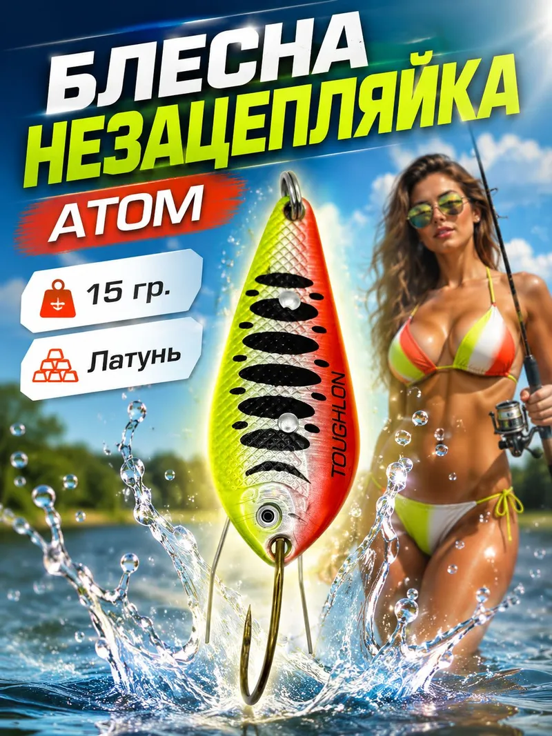 Блесна незацепляйка колебалка атом на щуку, окуня и судака 15гр