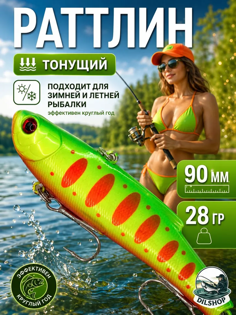 Раттлин range VIB для рыбалки на щуку, судака, жереха, форель 90мм, 28гр