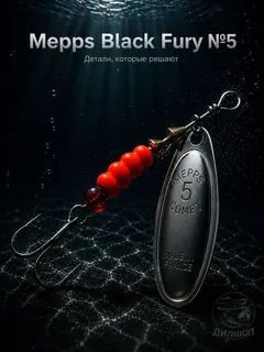 Блесна вращающаяся для рыбалки Mepps BLACK FURY №5 на щуку, окуня, форель